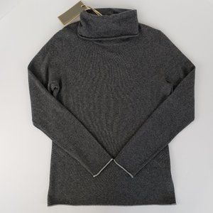 Mantovani Lurex Trim Soft Cashmere Turtleneck Sweater, L runs small